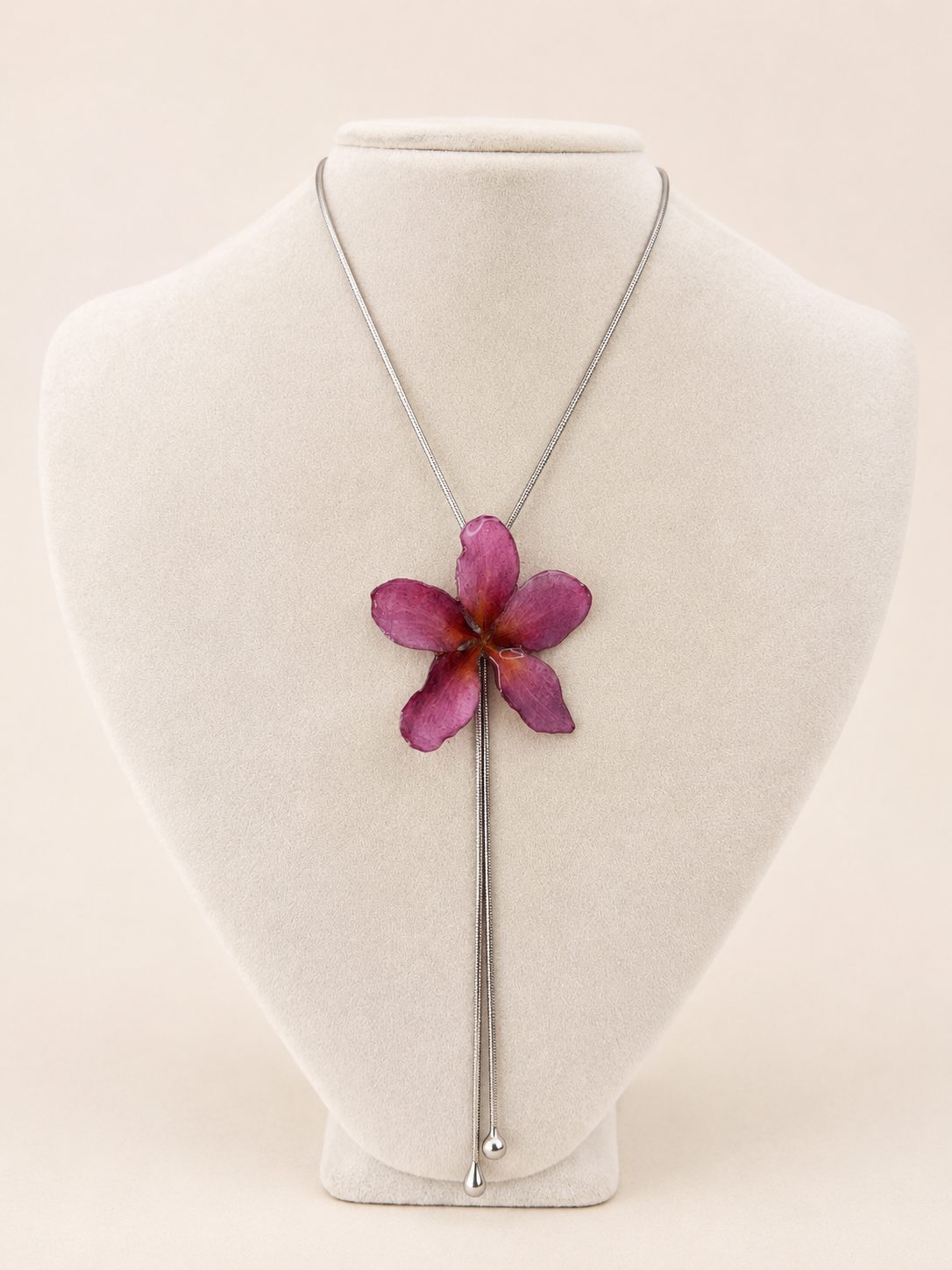 Pink Plumeria Bolo Necklace
