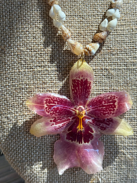 Seasheel Exotic Orchid Wrap Necklace