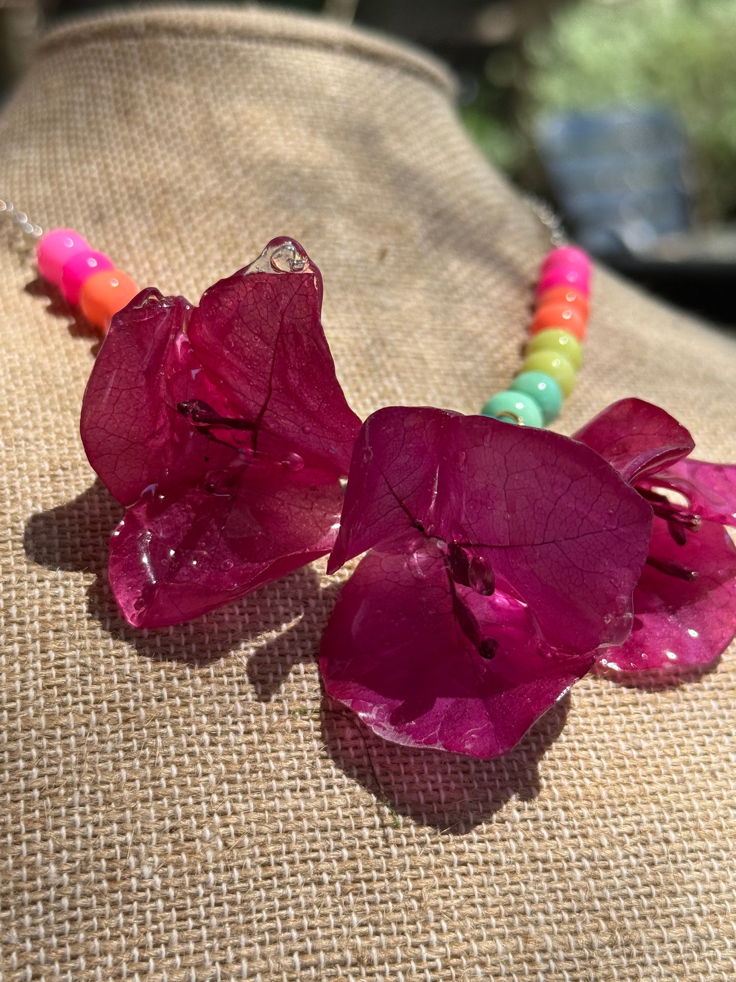 Rainbow Bougainvillea Necklace