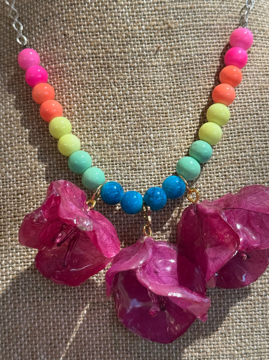 Rainbow Bougainvillea Necklace