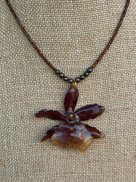 Ember Dancing Lady Orchid Necklace