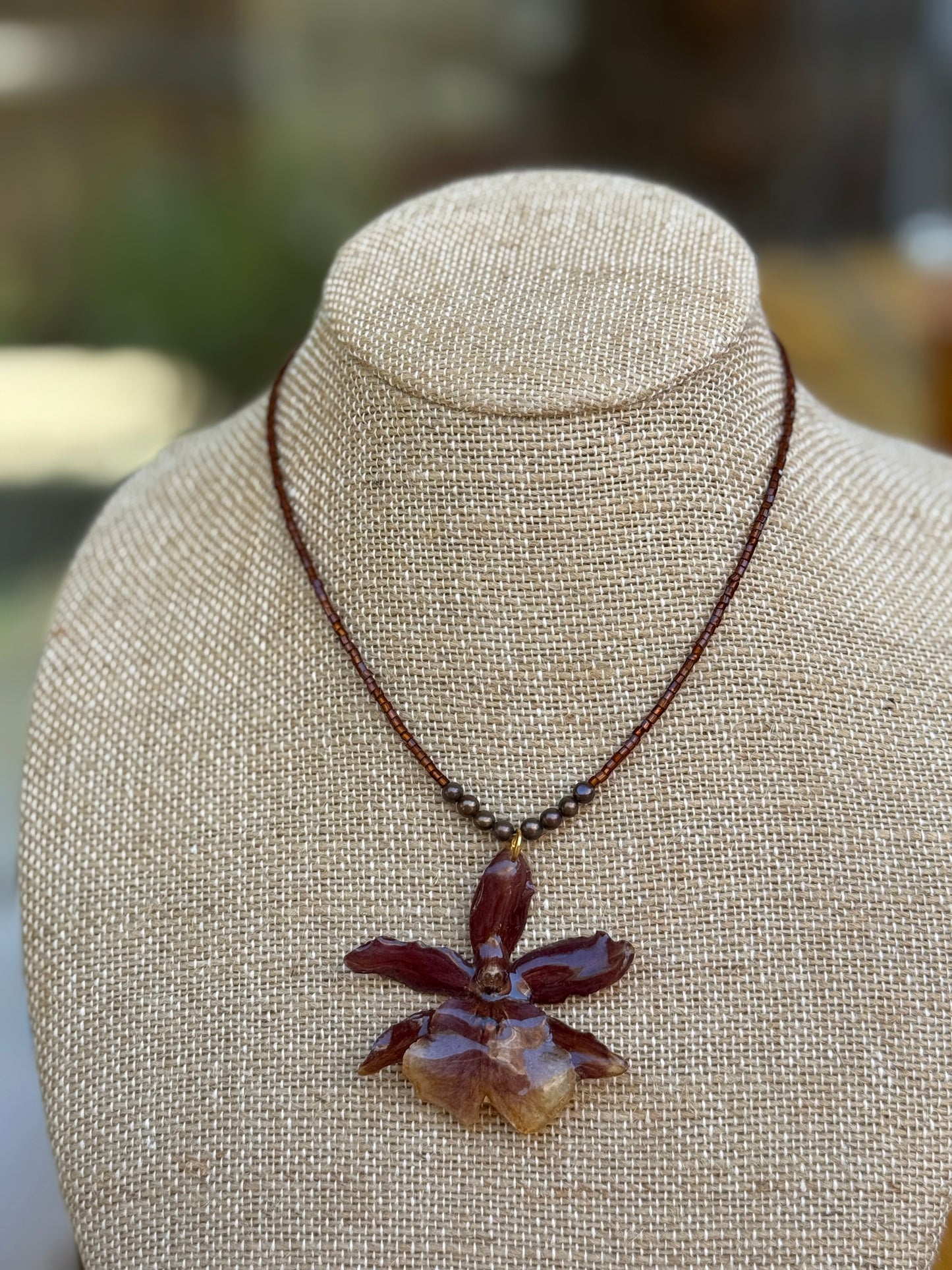 Ember Dancing Lady Orchid Necklace