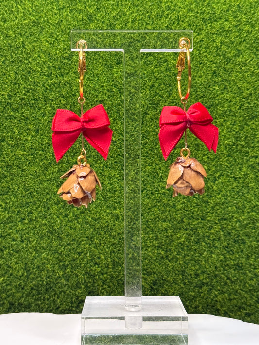 Golden Pinecone Hoop Earrings – Holiday Edition