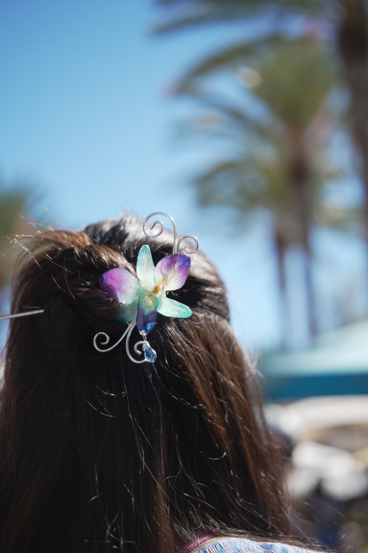 Electric Orchid Wire-Wrapped Hairstick