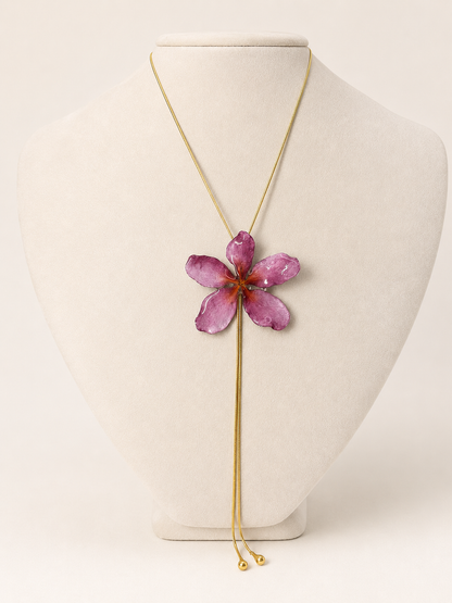 Pink Plumeria Bolo Necklace