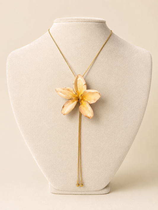 Laurel Plumeria Bolo Necklace