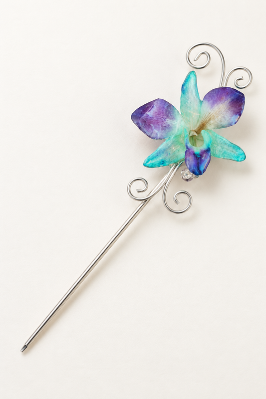 Electric Orchid Wire-Wrapped Hairstick