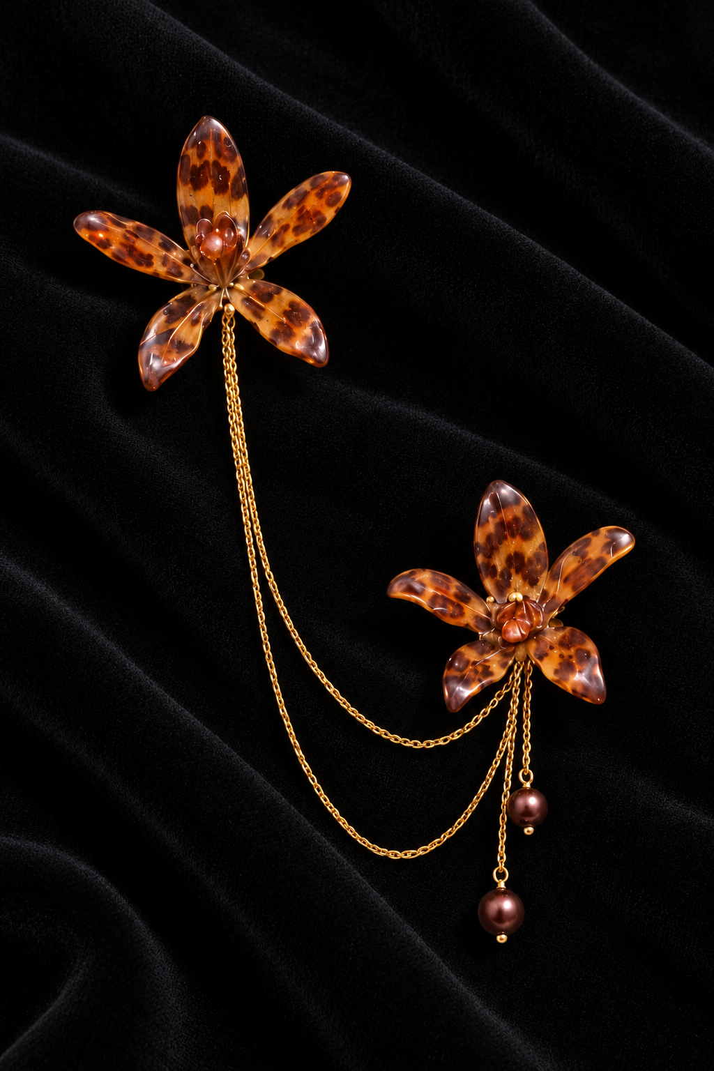 Grammatophyllum Orchid Chained Brooch