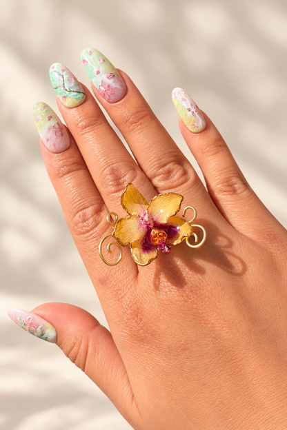 Bellina Orchid  Wire-Wrapped Ring