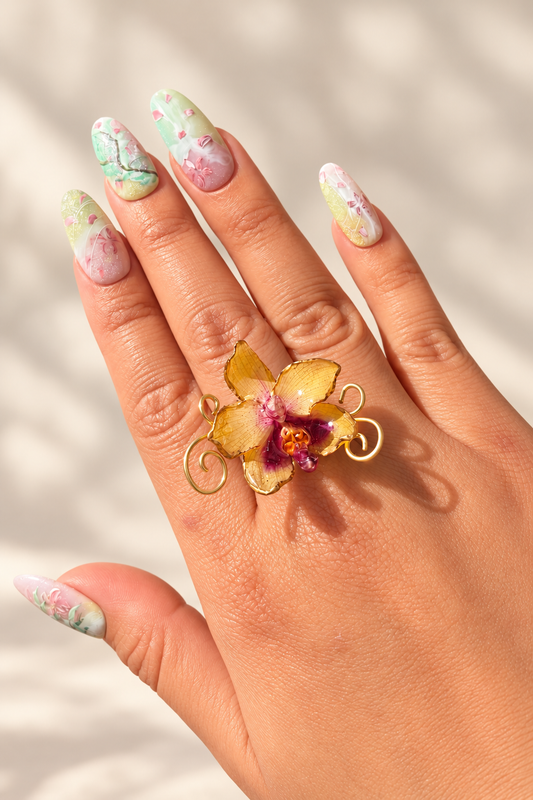 Bellina Orchid  Wire-Wrapped Ring