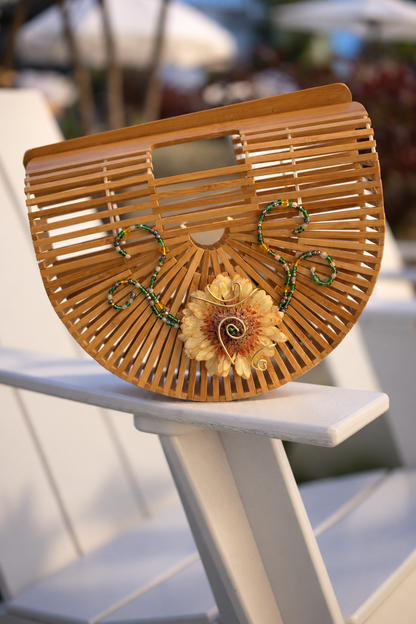 Yellow Gerbera Daisy Bamboo Handbag