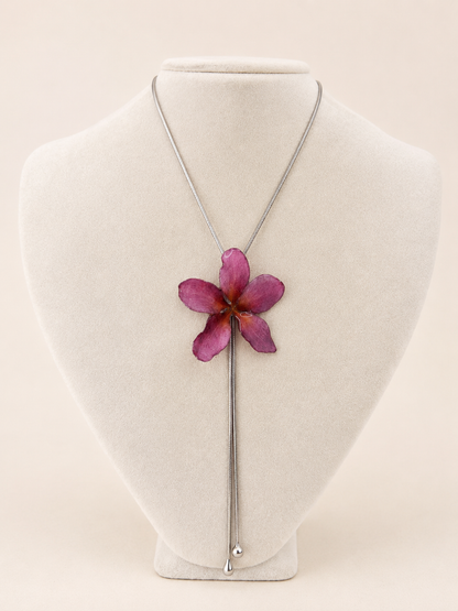 Pink Plumeria Bolo Necklace