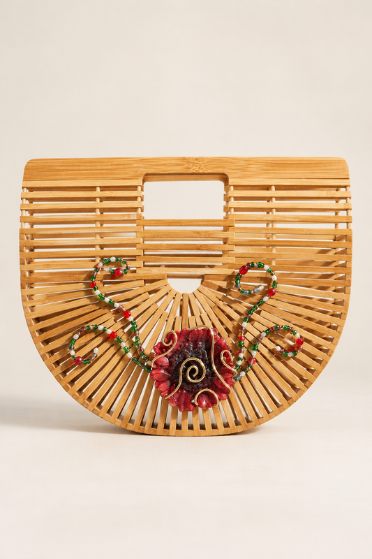 Red Gerbera Daisy Bamboo Handbag