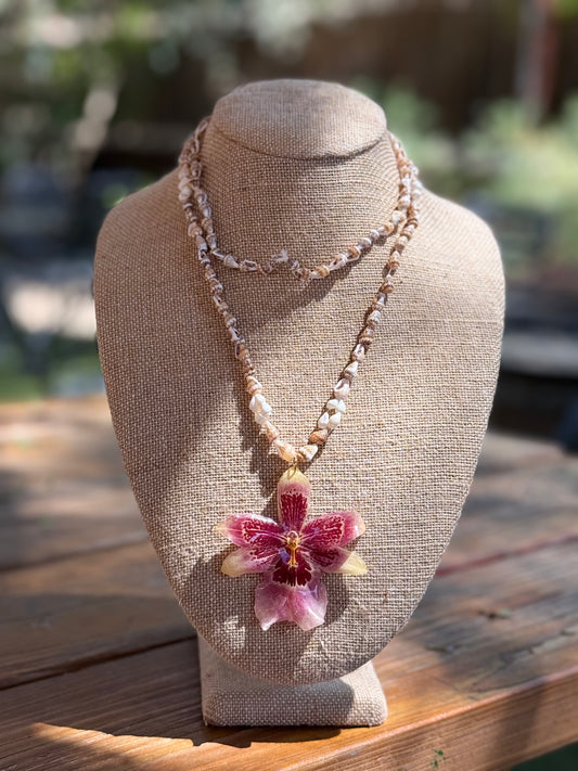 Seasheel Exotic Orchid Wrap Necklace