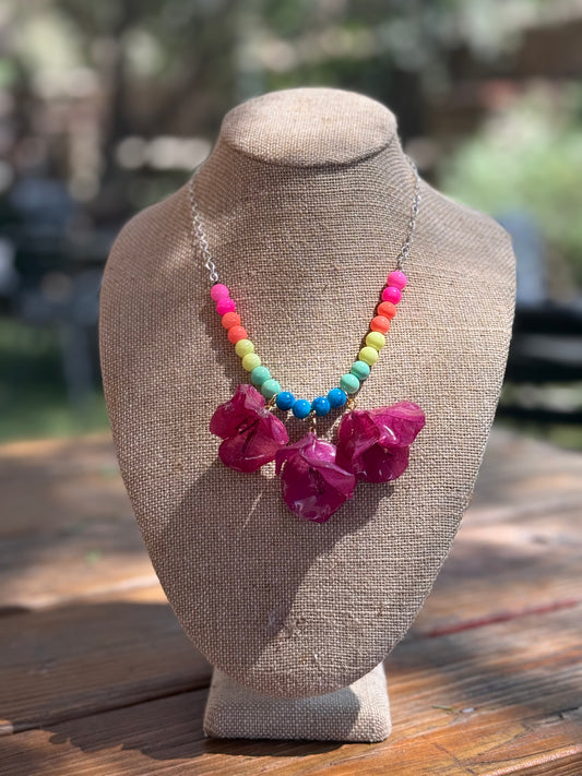 Rainbow Bougainvillea Necklace