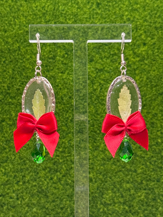 Evergreen Pine Leaf Swarovski Earrings – Holiday Edition