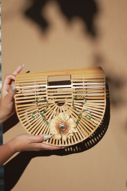Yellow Gerbera Daisy Bamboo Handbag
