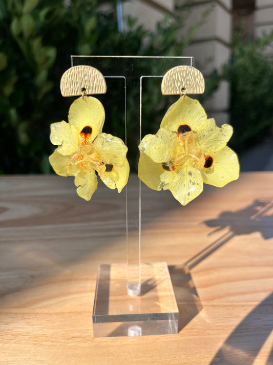 Golden African Iris Earrings