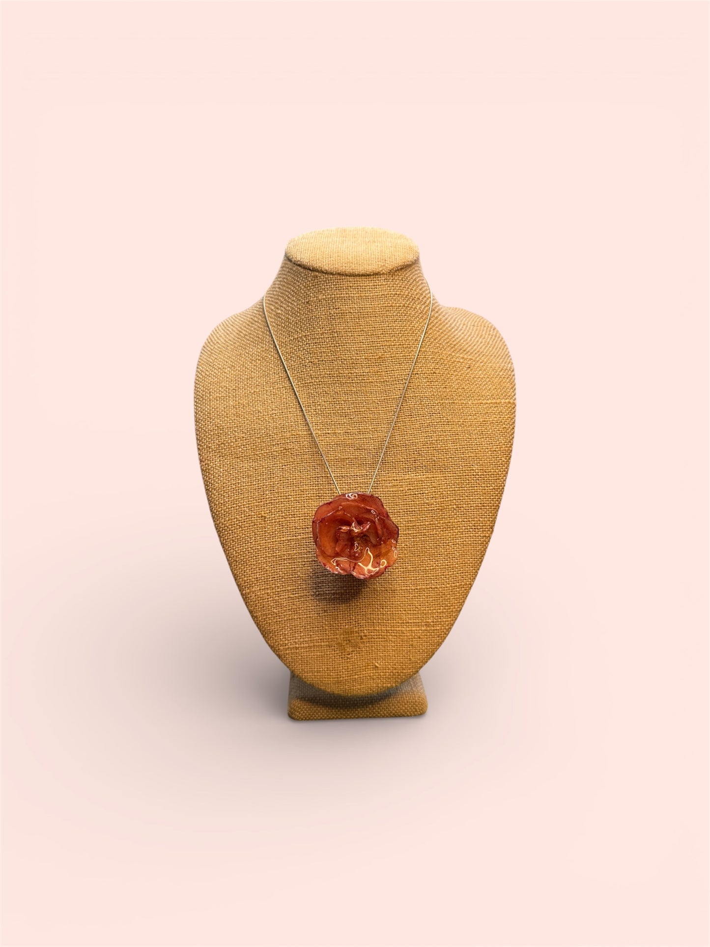 Pink Camellia Necklace – Silver Chain