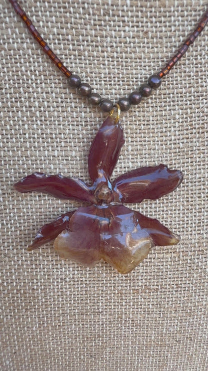 Ember Dancing Lady Orchid Necklace
