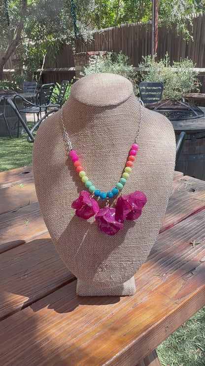 Rainbow Bougainvillea Necklace